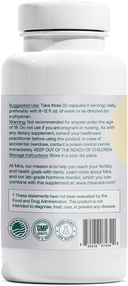 MIRA PCOS Supplement - Myo-Inositol & D-Chiro-Inositol 40:1 Ratio - Hormonal Balance & Ovarian Support - 90 Capsules