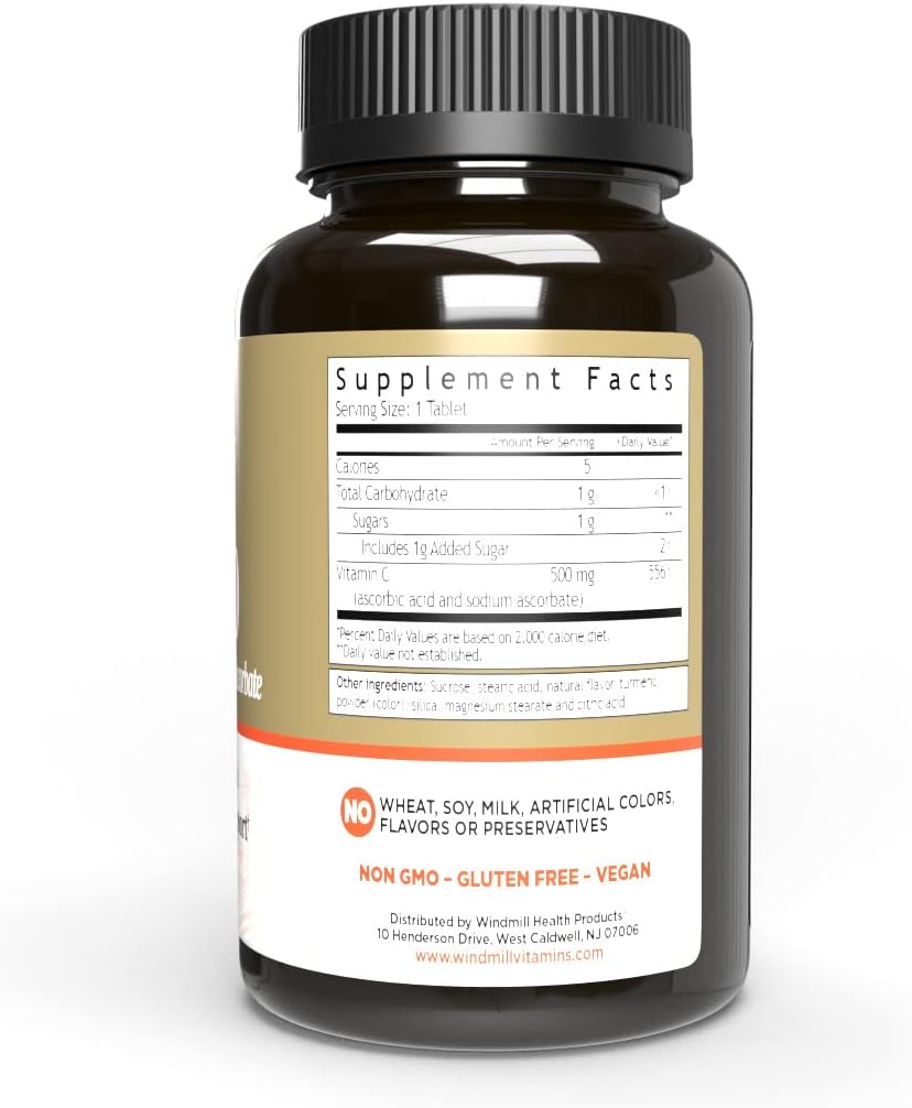 Windmill Health Products Chewable Vitamin C-500, Immune System Support, Potent Antioxidants, 90 Tablets - görsel 1