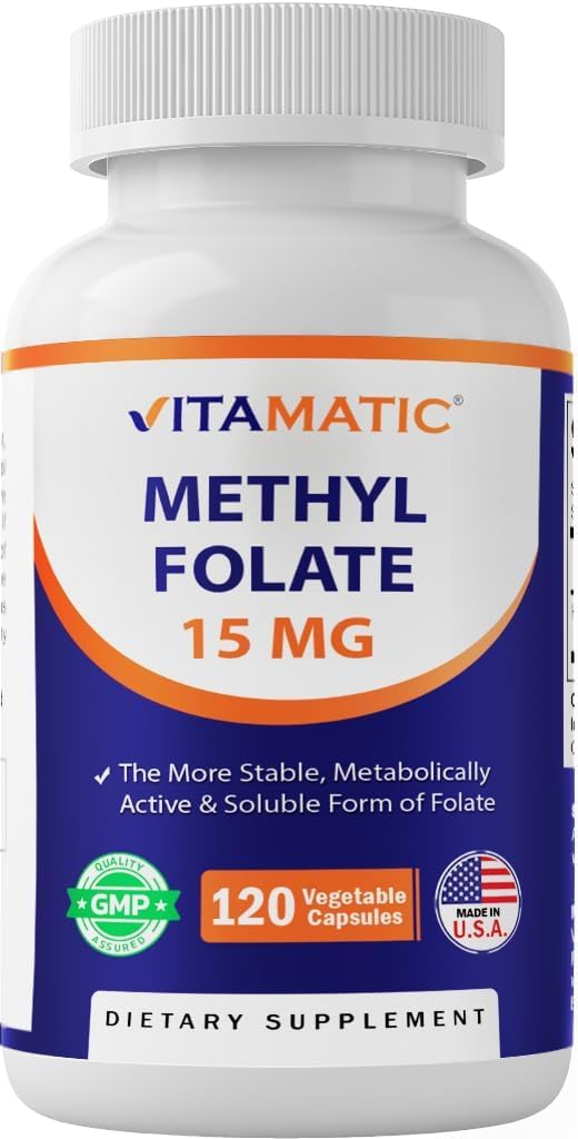 Vitamatic Methyl Folate 15mg – 120 Vegetable Capsules - görsel 1