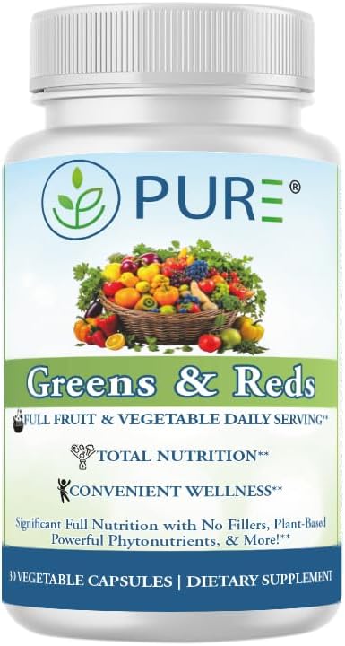 PURE Greens & Reds Capsules - PhytoServ Superfood Blend - görsel 1