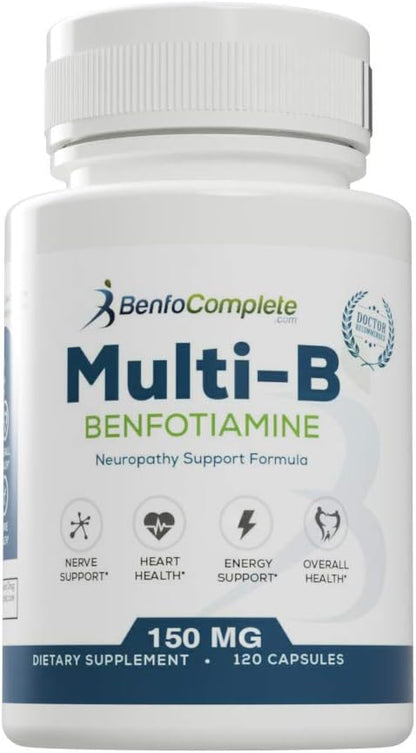 Benfotiamine Multi-B Nerve Support Formula - 150mg, 120 Gelatine Capsules (Pack of 3 Bottles)