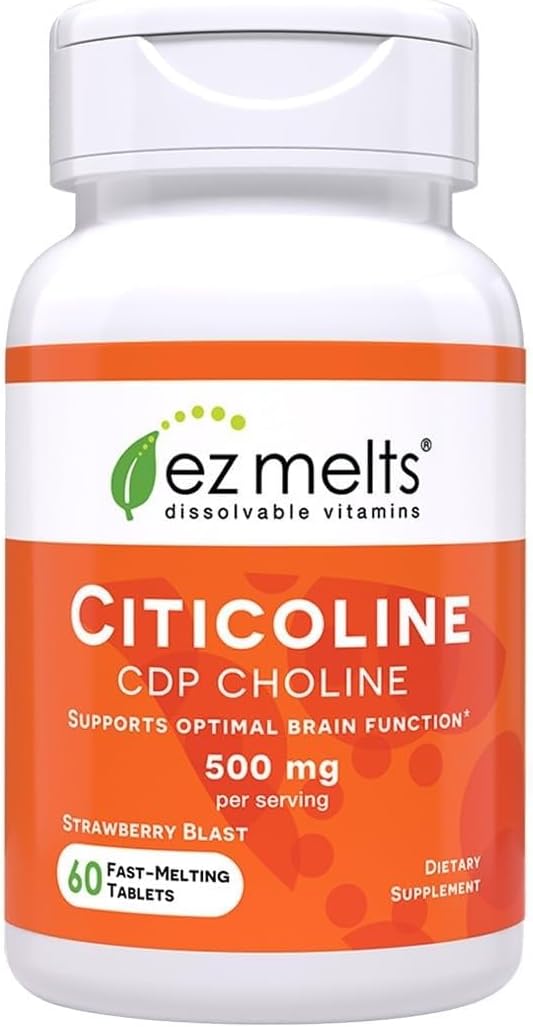 EZ Melts Citicoline - Brain Health & Memory Support Supplement - Strawberry Burst - 60 Dissolvable Tablets - görsel 1