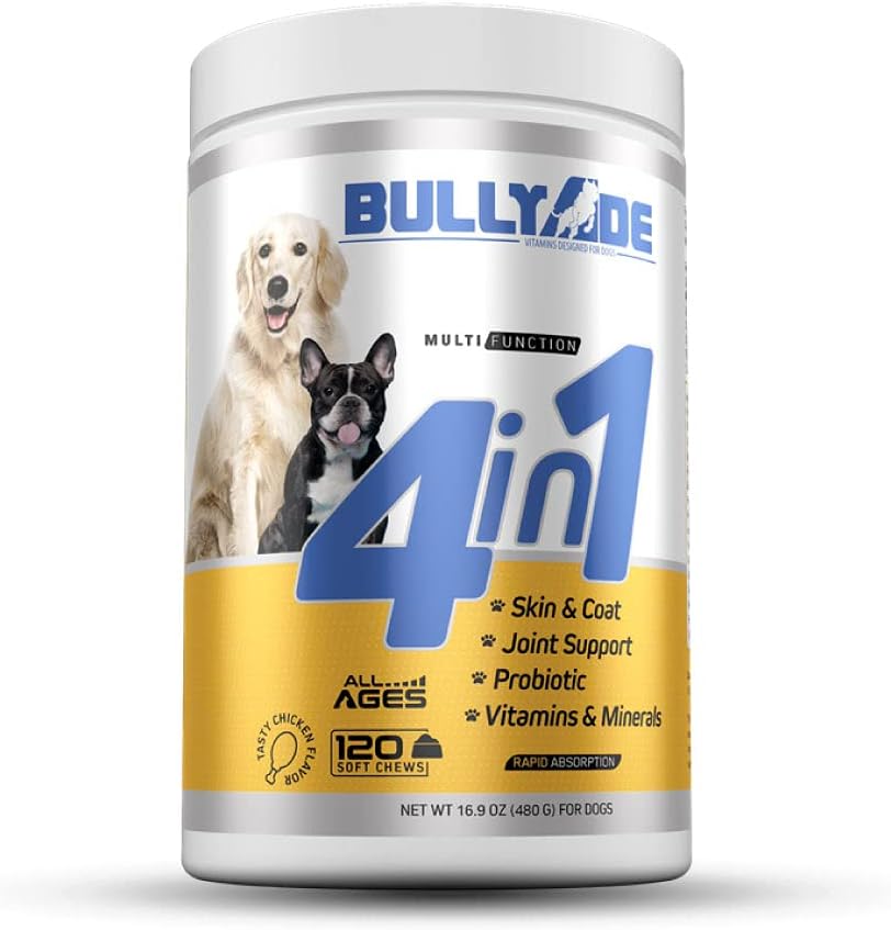 Bullyade 4 in 1 Probiotic, Joint Support, Skin and Coat, Multivitamin Soft Chews for Dogs, 480 g - görsel 1