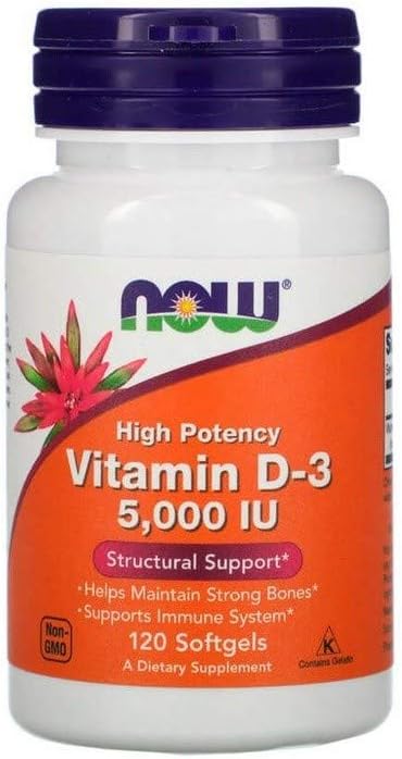 NOW Foods Vitamin D3 5000 IU Softgels, 120 Capsules - görsel 1