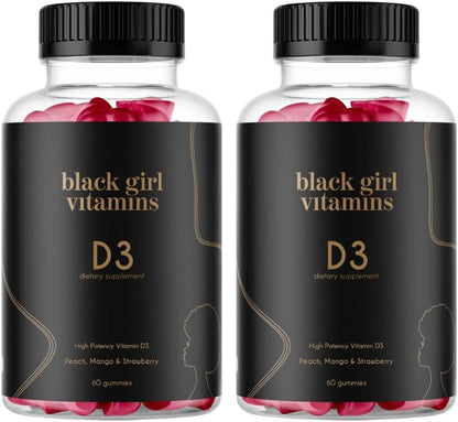Black Girl Vitamins - Vitamin D3 Gummies, for Immune, Energy, and Bone Support, 2000IU (50mcg) per Serving, Gluten-free