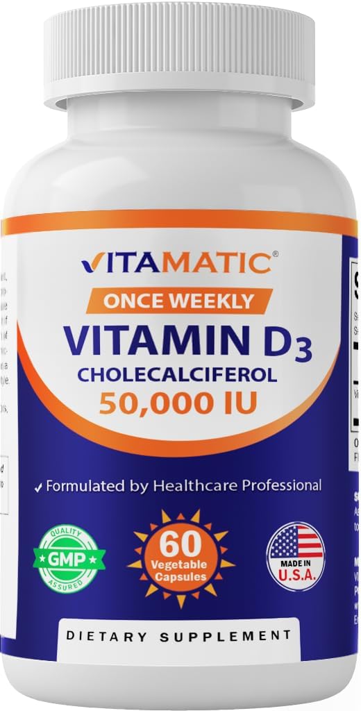 Vitamatic Vitamin D3 50,000 IU Once Weekly, 60 Veg Capsules - görsel 1