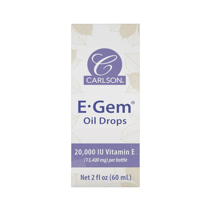 Carlson - E-Gem Oil Drops, 20,000 IU Vitamin E, All-Natural, Moisturises & Nourishes Skin, 2 fl oz (59 ml)
