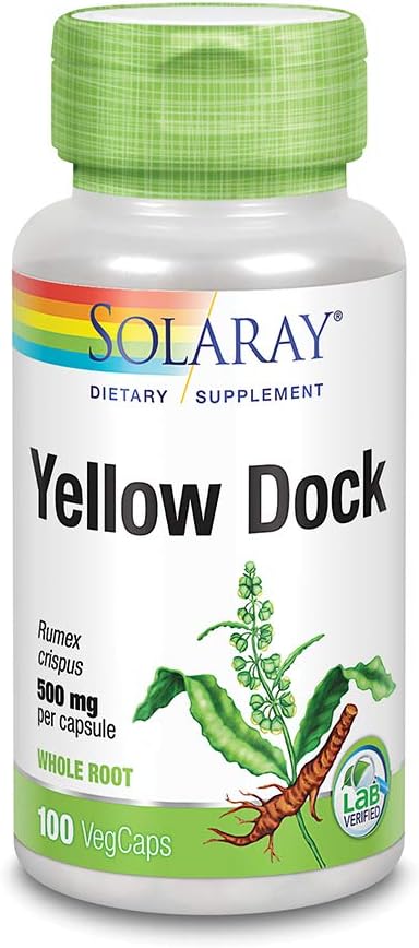 SOLARAY Yellow Dock Root, 500mg, 100 Vegan Capsules - görsel 1