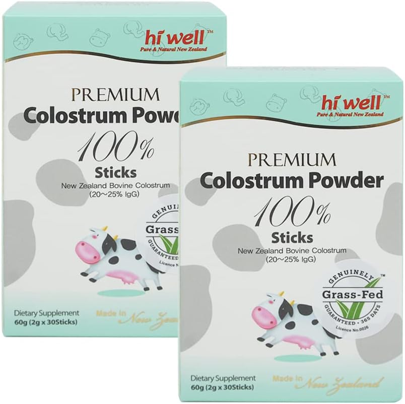 Hi Well Premium Grass-Fed Colostrum Powder 100% 2g 30 Sticks (Pack of 2) - görsel 1