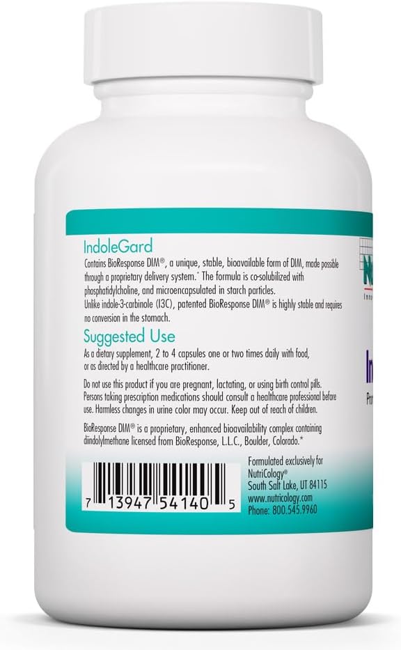 Nutricology IndoleGard - BioResponse DIM Diindolylmethane Complex - Oestrogen Metabolism Support - 120 Capsules - görsel 3
