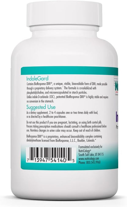 Nutricology IndoleGard - BioResponse DIM Diindolylmethane Complex - Oestrogen Metabolism Support - 120 Capsules