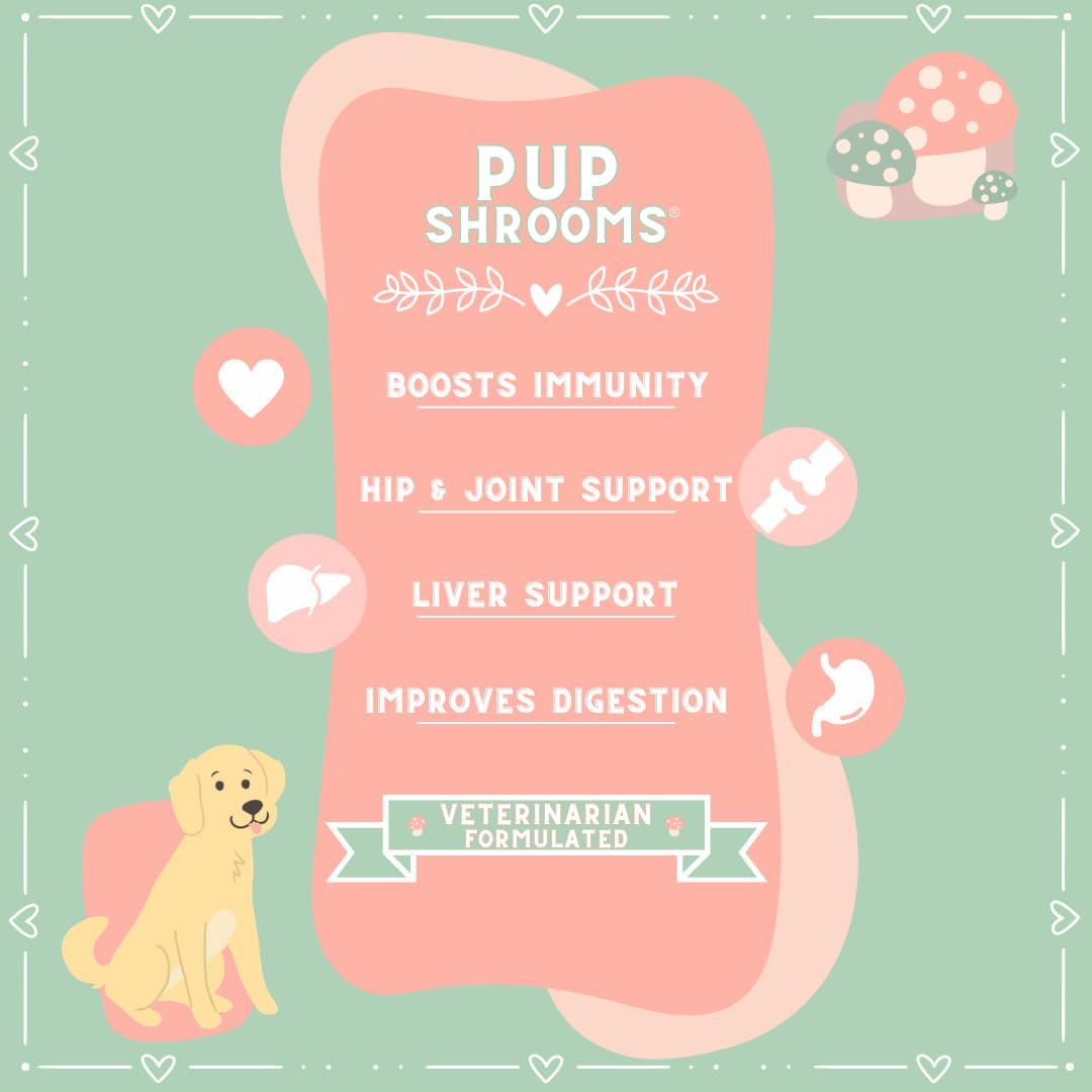 Pup Shrooms Mushroom Complex Soft Chews for Dogs – Lion's Mane, Turkey Tail, Shiitake – EPA, DHA, Turmeric & Organic Kelp – 160 Chews - görsel 3