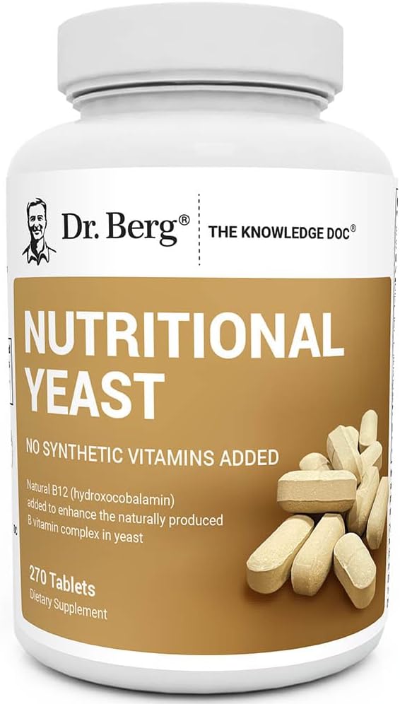 Dr. Berg Nutritionals Yeast Tablets – Natural B12 Added - All 8 B Vitamin Complex – Organic Vanilla Flavour - 270 Vegan Tablets - görsel 1