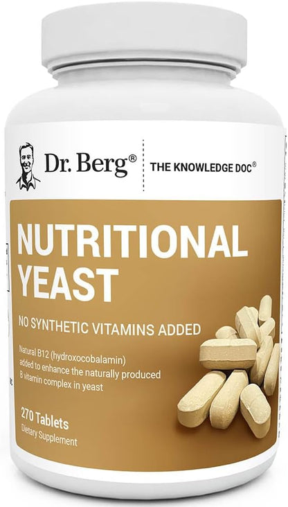 Dr. Berg Nutritionals Yeast Tablets – Natural B12 Added - All 8 B Vitamin Complex – Organic Vanilla Flavour - 270 Vegan Tablets