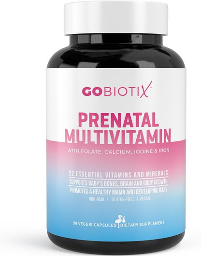 GOBIOTIX Prenatal Vitamins - Multivitamin with Iron, Calcium, Folic Acid and More - 90 Capsules