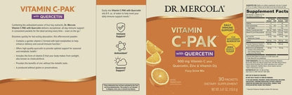 Dr. Mercola Vitamin C-PAK with Quercetin – Daily Immune Support Drink – Zinc & Vitamin D3 Blend – Gluten-free – Effervescent Orange Flavour – 30 Packets