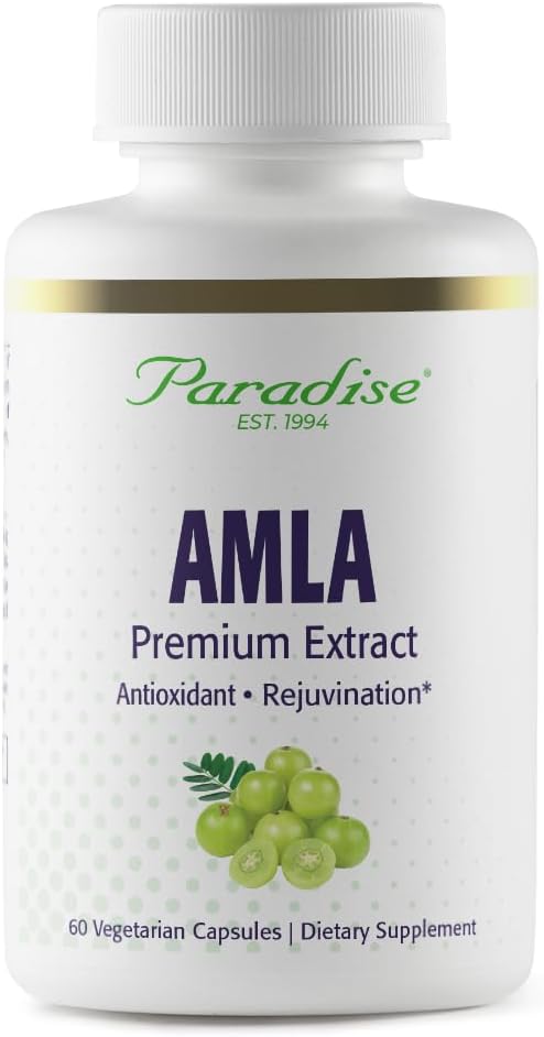 Paradise Herbs Amla, 250 mg Organic Whole Spectrum Vitamin C, Antioxidant, Superfood, Quality Ayurvedic Supplement, 60 Vegetarian Capsules - görsel 1