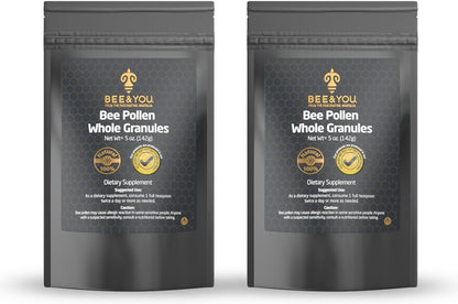 Bee and You - 100% Natural & Raw Bee Pollen Granules, Bee Pollen Supplement, Natural Superfood, Amino Acids, Antioxidants, Enzymes, Vitamin B, Paleo, Keto, Gluten-free, Adults | 140g Pack of 2