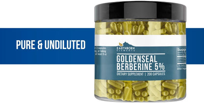 Earthborn Elements Berberine 200 Capsules – Pure and Undiluted, No Additives