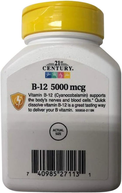 21st Century Vitamin B12 5000mcg, 110 Tablets (3-Pack)