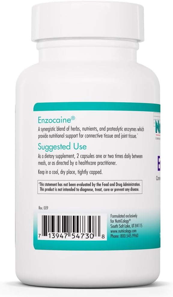 Nutricology Enzocaine - Proteolytic Enzyme Food Supplement for Connective Tissue & Structural Support - 120 Capsules - görsel 3