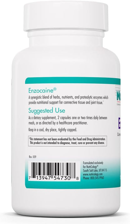 Nutricology Enzocaine - Proteolytic Enzyme Food Supplement for Connective Tissue & Structural Support - 120 Capsules