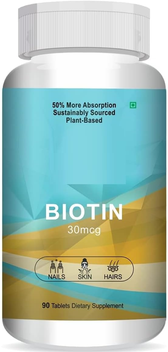 Biotin 30mcg Tablets for Hair, Skin and Nails – 90 Tablets - görsel 1