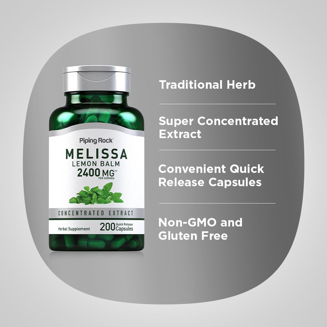 Piping Rock Lemon Balm Capsules | 200 Capsules | Non-GMO & Gluten-Free - görsel 4
