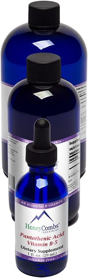 HoneyCombs Vitamin B5 Liquid Drops - Pantothenic Acid Supplement, 473 ml (16 fl oz) | 500% DV, Vegan, Fast Absorbing