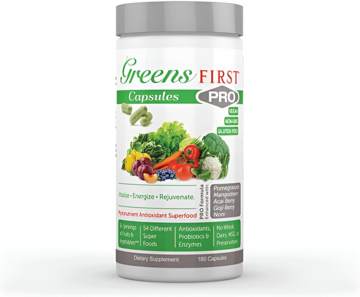 Greens First Phytonutrient Capsules – 49 Antioxidant-Rich Superfoods with Organic Fruits & Veggies, Prebiotics, Probiotics, and Digestive Enzymes (180 Capsules) - görsel 6