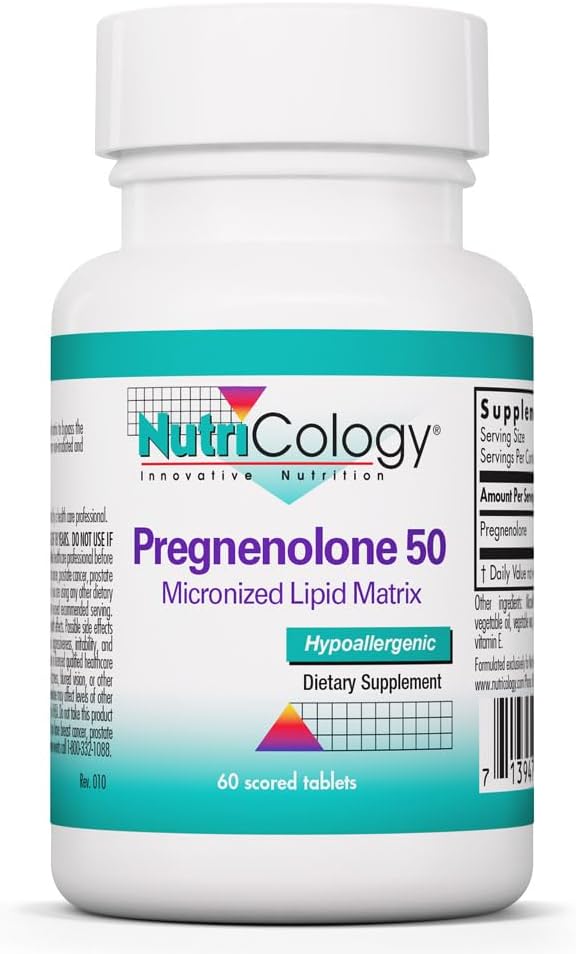 NutriCology Pregnenolone 50 mg – Micronised Hormone Precursor – 60 Tablets - görsel 1