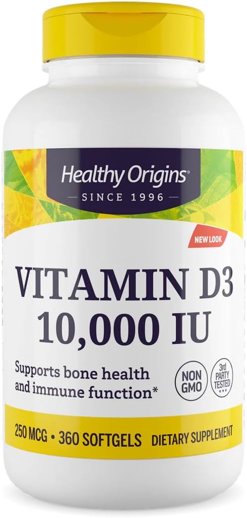 Healthy Origins Vitamin D3 10,000 IU (250 mcg), 360 Liquid Softgels - görsel 1