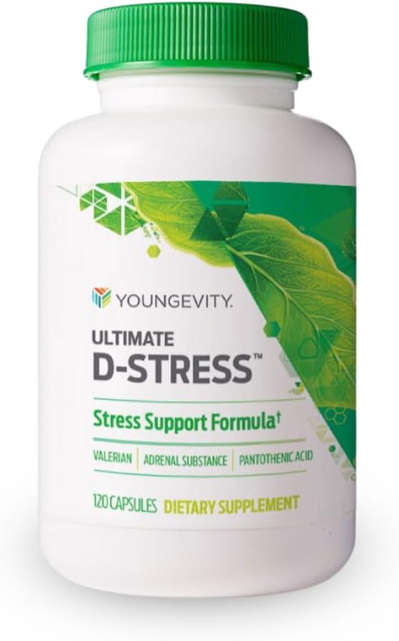 Youngevity Ultimate D-Stress – Stress Support Supplement with Magnesium, B Vitamins & Valerian Root, 120 Capsules - görsel 1