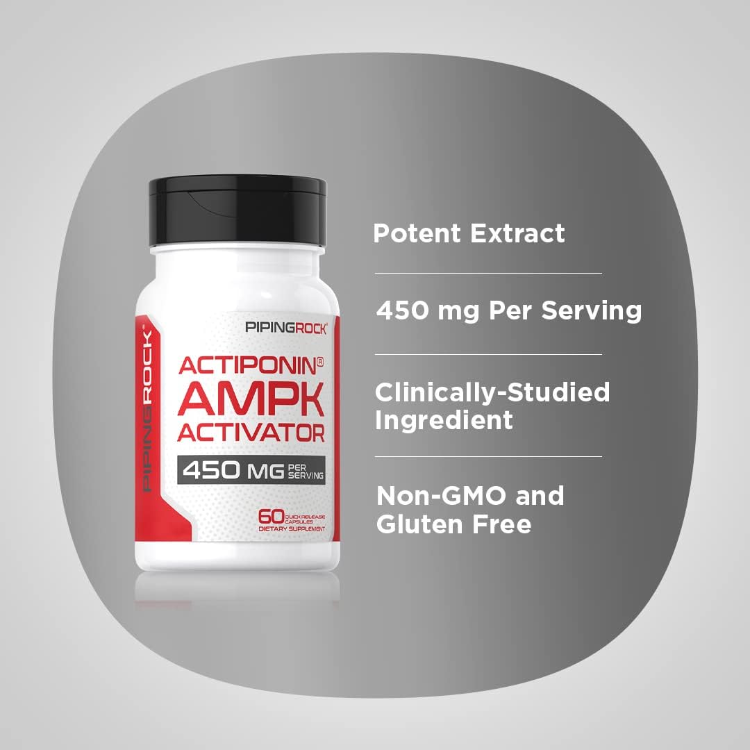 Piping Rock AMPK Metabolic Activator Supplement | 450 mg | 60 Capsules | Actiponin | Gynostemma Pentaphyllum Extract | Non-GM and Gluten-free - görsel 4
