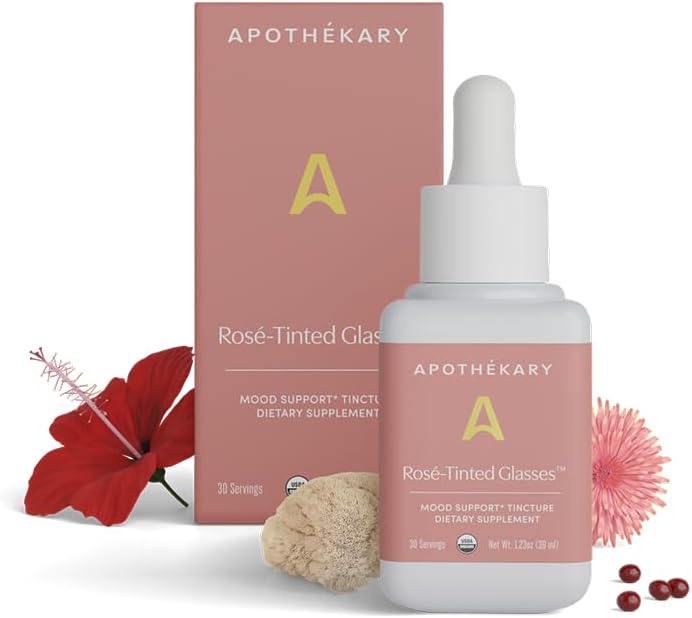 Apothékary Rosé-Tinted Glasses – Alcohol-Free Herbal Liquid Drops with Schisandra Berry and Lion's Mane Mushroom, Certified Organic, 30 ml (30 Servings) - görsel 1