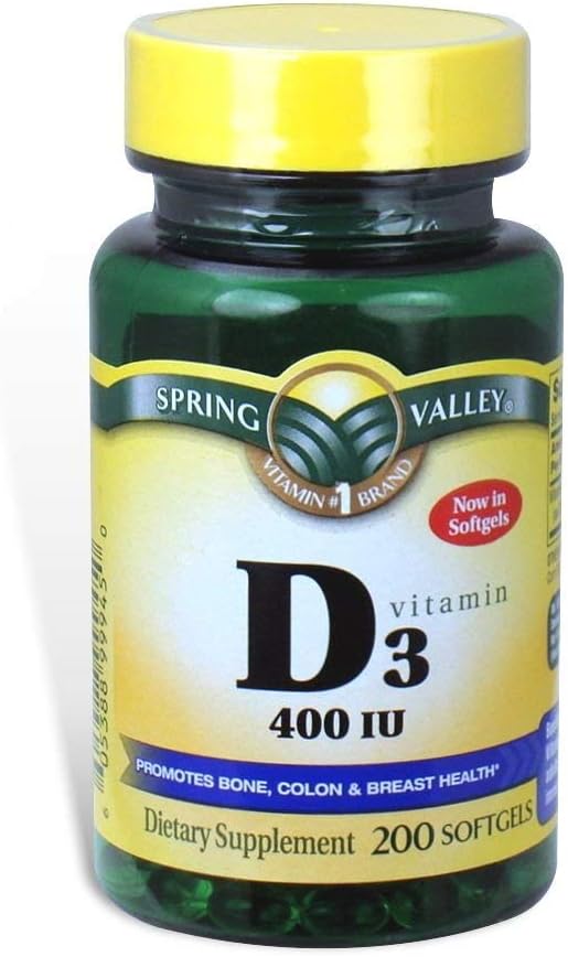 Spring Valley Vitamin D3 400 IU, 200 Softgels - görsel 1