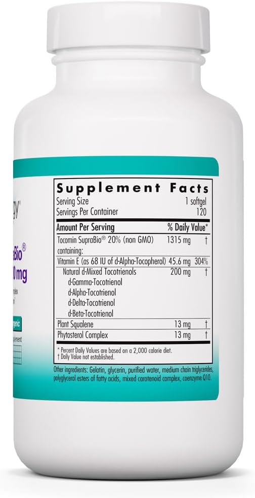 Nutricology Tocomin SupraBio Tocotrienols 200 mg – Vitamin E for Antioxidant Support – Optimal Absorption – Hypoallergenic – 120 Softgels - görsel 2