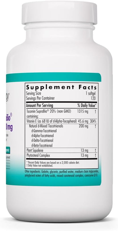 Nutricology Tocomin SupraBio Tocotrienols 200 mg – Vitamin E for Antioxidant Support – Optimal Absorption – Hypoallergenic – 120 Softgels