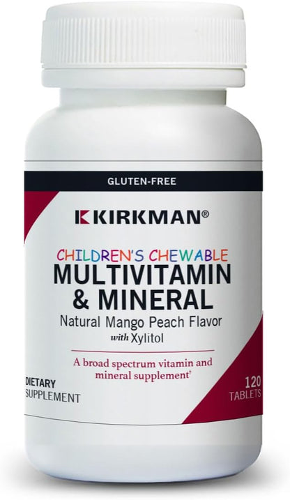 Kirkman Children's Chewable Multivitamin & Mineral – 120 Tablets (Natural Mango Peach Flavour)