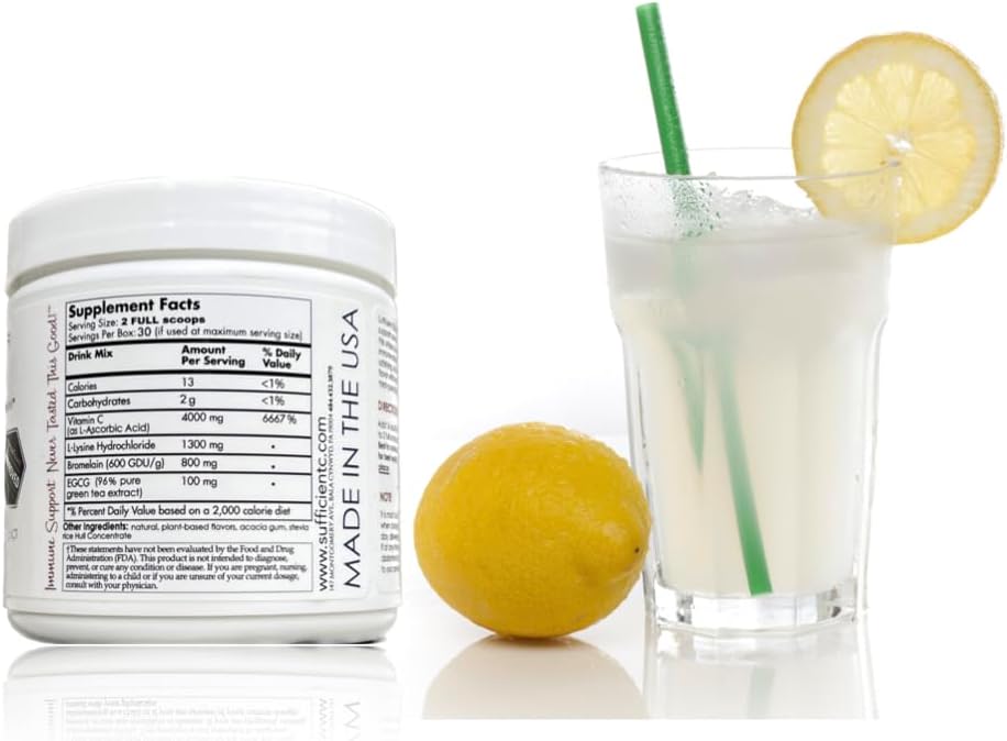 Sufficient-C Vitamin C & B12 Biotin Drink Mix Bundle (Lemon-Peach & Pink Lemonade) - görsel 4