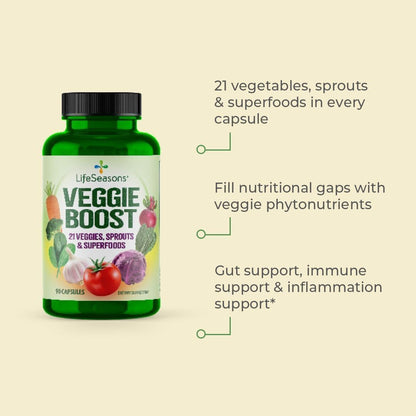 LifeSeasons Fruits & Veggies Supplement - 40 Fruit & Vegetable Superfoods - Triple Strength - 90 Capsules (Pack of 2)