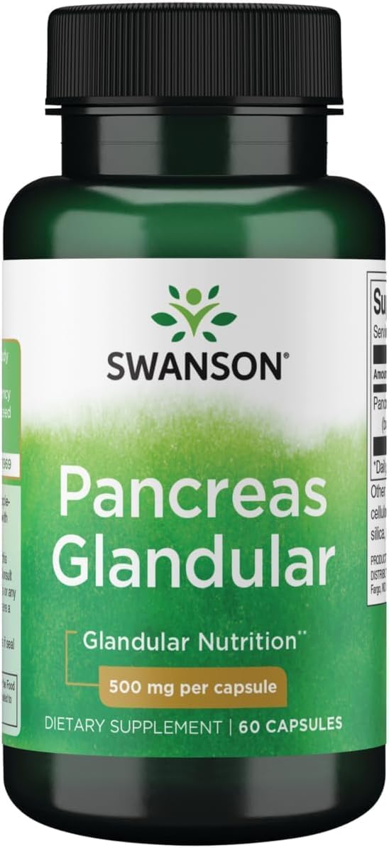 Swanson Raw Pancreas Glandular 500 mg, 60 Capsules - görsel 1