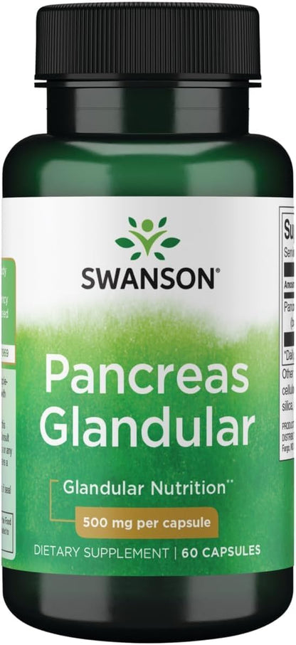 Swanson Raw Pancreas Glandular 500 mg, 60 Capsules