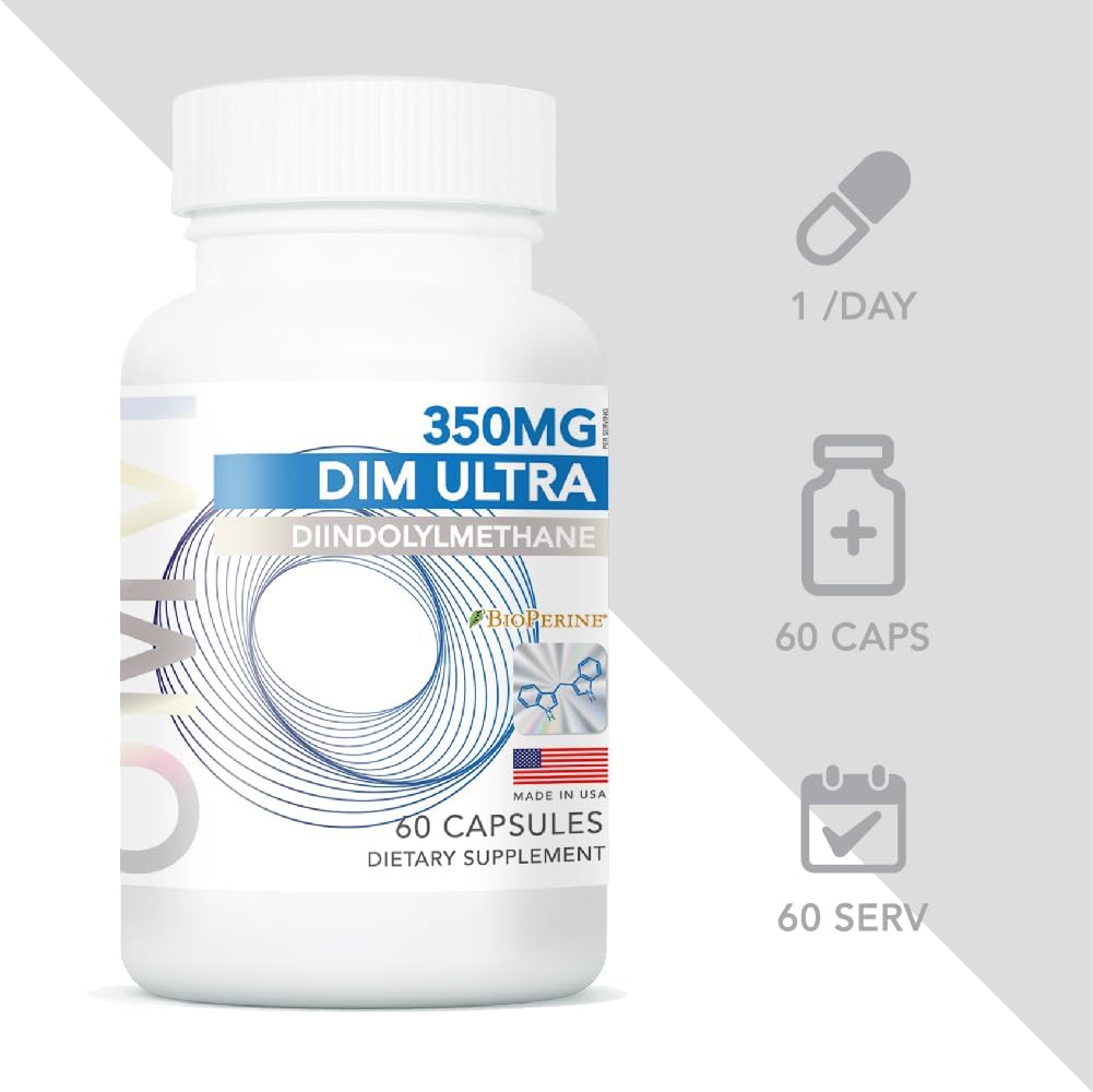 Omvi DIM Ultra 350mg – 60 Capsules with Broccoli Extract and BioPerine - görsel 2