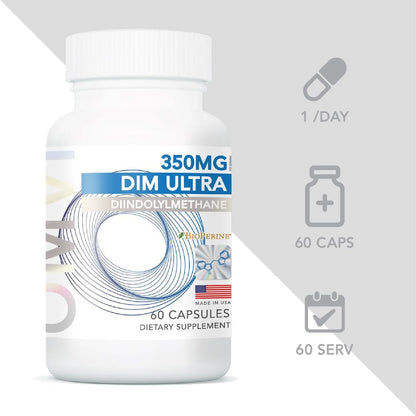 Omvi DIM Ultra 350mg – 60 Capsules with Broccoli Extract and BioPerine