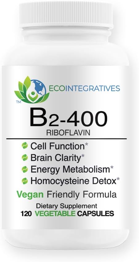 EcoIntegratives B2-400 Pure Riboflavin – Nervous System Health, Energy, Metabolism & Cell Function (120 Capsules) - görsel 1
