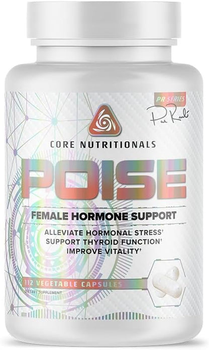 Core Nutritionals Poise Female Hormone Support – Thyroid Balance & Menstrual Support with Magnesium, Iodine & Antioxidants | 112 Vegetable Capsules