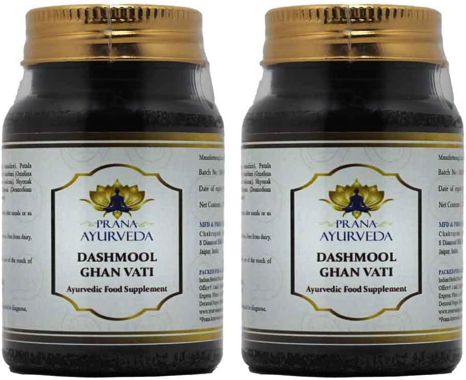 Dashmool Ghan Vati (Dashamula Tablets) - Ayurvedic Supplement, 90 Tablets of 500mg Each (Pack of 2, 180 Count) - görsel 1