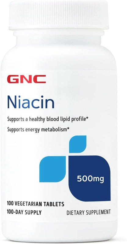 GNC Niacin 500mg, 100 Tablets – Supports Normal Energy Metabolism & Reduces Tiredness