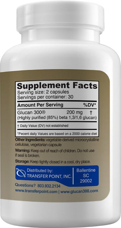 Transfer Point Beta 1,3D Glucan 100 mg Immune Support Supplement, 60 Capsules